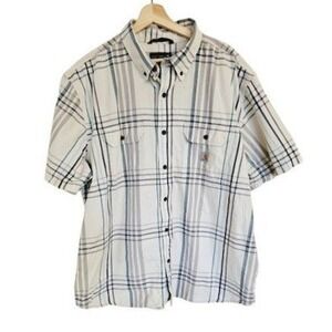 Carhartt button down size 2xl plaid‎ tan blue